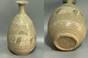 ◆羽彰・古美術◆A1252朝鮮古美術 朝鮮古陶 高麗磁 高麗青磁 古高麗 高麗粉青花瓶