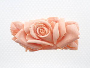 珊瑚 彫刻 花 薔薇 バラ 約15.6g 77.68ct さんご サンゴ ピンク モモ ルース バラ 装飾品 jewelry