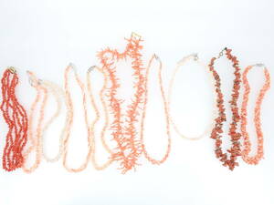 珊瑚10本まとめ ネックレス さんご サンゴ 白 モモ コーラル 枝 丸玉 山サンゴ アクセサリー 装飾品 necklace jewelry