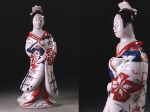 ∇花∇17世紀江戸時代中期 元禄頃(1670～1690年代) 古伊万里元禄人形 色絵美人陶人形 高22cm