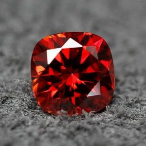 ラボ クッションカットレッドダイヤモンド 0.6ct 宝石 輝き 高品質 宝石シリーズ スクエア形状 モアッサナイト 証明書付 C701