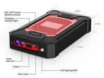 12V ジャンプスターター エンジンスターター 10000mAh 急速充電 ポータブル スマホ 充電器 LED ライト ガソリン ディーゼル バイク 防水 G_画像6