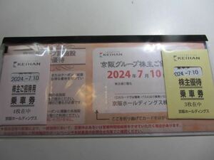 京阪株主優待乗車券　７枚　ひらかたパーク入場券他　送料無料 