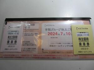 京阪株主優待乗車券　１０枚　ひらかたパーク入場券他　送料無料 