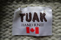 TUAK HAND KNIT/カウチンニット/長袖ジャケット/極太毛糸/襟付/前ジップアップ/ノルディック柄/グレー/白/ホワイト/こげ茶(12/5R)_画像3