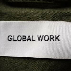 GLOBAL WORK/グローバルワーク/ミリタリージャケット/アウター/比翼ボタン/ファスナー・フラップポケット/緑系カーキ/Mサイズ(12/15R)の画像3