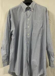 S-586 USED NAUTICA ネイビーのストライプ　長袖ボタンダウンシャツ　17 32/33 (XL US-FIT)