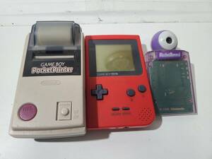 1204-12　 Nintendo GAMEBOY pocket ゲームボーイ ポケット レッド MGB-001 ポケットプリンタ MGB-007 ポケットカメラ MGB-006 ３点セット