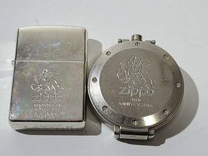 1223-03　ZIPPO ジッポー　70th ANNIVERSARY 70周年記念　懐中時計　ライター セット　シルバー　No.0097
