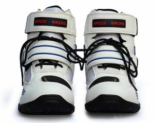 Совершенно новый! Гоночные ботинки мужская ботинки велосипедов туристические туристические туристические туфли для ботинки мотоциклете волшебная лента тип белый/40 размер/250 мм