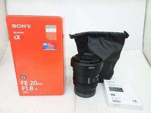 F8616【SONY 交換用レンズ】SEL20F18G★ソニー Eマウント 35mmフルサイズ 大口径超広角単焦点レンズ FE1.8/20G 0.19ｍ/0.63ft★使用小 美品