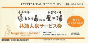長島温泉 湯あみの島 なばなの里 里の湯 共通入泉サービス券