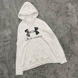 UNDER ARMOUR アンダーアーマー スウェット パーカー プルオーバー サイズL ホワイト 白 メンズ トップス 最落なし （Q11）