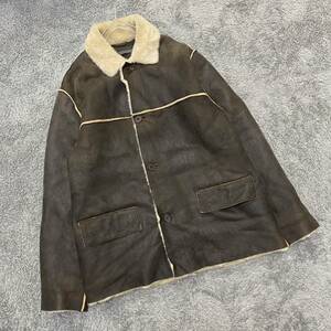 john varvatos ジョンバルベイトス レザージャケット ファー サイズ50 ブラウン 茶色 アウター 最落なし （D13）