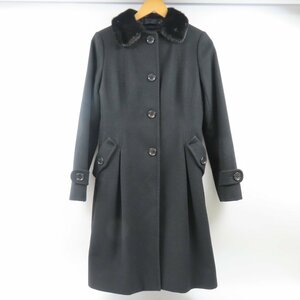 67926★1円スタート★BURBERRY バーバリー 新品同様美品 ミンクファー付きコート チェック アウター 防寒 38 コート カシミヤ ブラック