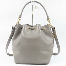 67922★1円スタート★SAINT LAURENT サンローラン 外美品 エマニュエル 2WAY ショルダーバッグ 巾着バッグ ハンドバッグ レザー グレー_画像2