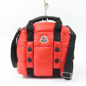 68144★1円スタート★MONCLER モンクレール 未使用 ダウン ショルダーバッグ 2WAY ハンドバッグ ナイロン ダウン フェザー レッド