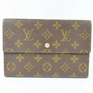 68202★1円スタート★LOUIS VUITTON ルイヴィトン 美品 大判 ベタ無 ヴィンテージ モノグラム 三つ折り財布 ブラウン