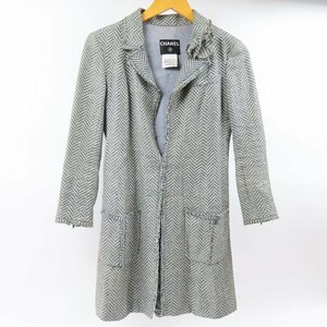 68283★1円スタート★CHANEL シャネル 極美品 服 アウター コサージュ付き ココマーク ジャケット 38 ステンカラーコート