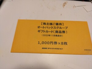 オートバックス株主優待券8000円分