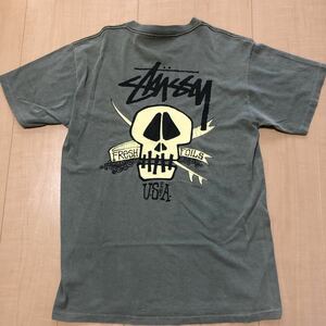 ビンテージ 黒タグ■old stussy サーフ＆スカル Tシャツ 80s' オールド ステューシー■