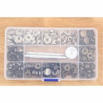 SN201 60組15mm 金属スナップボタン 3色 打ち具セット バネ ホック 打ち具 打ち台 穴あけ DIY 手芸 収納ケース付き_画像1