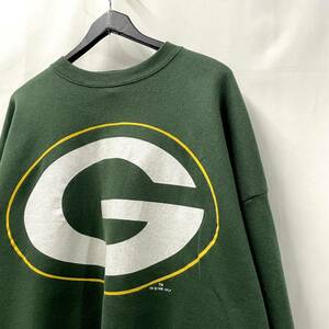 USA古着 NFL パッカーズ プリント スウェット 3XL / デカロゴ greenbay PACKERS 1995年 アメフト トレーナー 緑 ヴィンテージ オールド