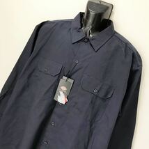 新品☆Dickies/ディッキーズ☆ワークシャツ☆長袖シャツ/ワンポイント/ジャケット/作業着/ネイビー/大きめサイズ☆XL_画像3