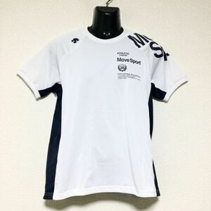 DESCENTE MOVE SPORT/デサントムーブスポーツ☆Tシャツ☆ストレッチ/半袖/トップス/ジャケット/ジャージ/白×紺/大きめサイズ/O