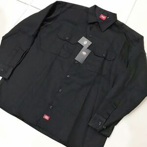 新品未使用☆Dickies/ディッキーズ☆ワークシャツ☆長袖シャツ/ワンポイント☆トップス/ジャケット/ブラック/M