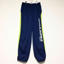 ATHLETA/アスレタ☆ジャージパンツ/トラックパンツ☆ストレッチ/サッカー/フットサル/紺×緑/大きめサイズ/O_画像2