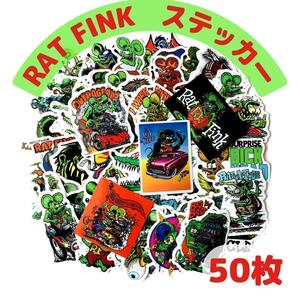 RATFINK ラットフィンク 防水 ステッカー 50枚 車 カー用品 ステッカー フィギア ケース グッズ デカール アウトドア スケーター 