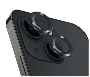 ［2枚セット］iPhone15 iphone 15Plus カメラカバー カメラフィルム レンズ 保護フィルム 強化ガラス 耐衝撃 独立型 アルミ ブラック 3D