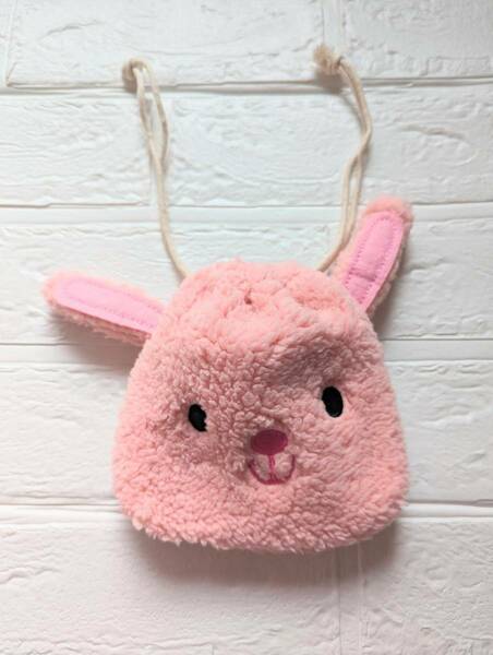 【新品】送料無料　☆ボア　うさぎちゃん巾着　もこもこウサギ　ピンク　かわいい　インナーバック　ポーチ　小物入れ　巾着袋　女の子☆