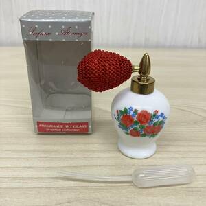 [K4914] unused Mikadomikado perfume bin atomizer empty bin floral print retro box attaching fragrance FREGRANCE ART GLASSpahyu-m long-term storage 
