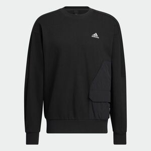 ★アディダス ADIDAS 定価8250円 新品 メンズ サイドポケット クルー スウェット トレーナー シャツ 黒 Lサイズ[HP1385-L]二 弐★QWER★