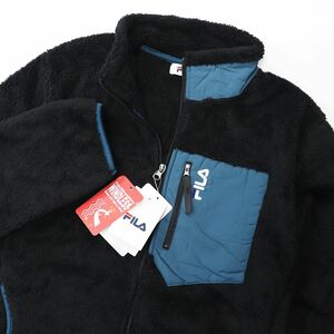 ★フィラ FILA 新品 メンズ 暖かい ボア フリース 保温 防寒 防風 ジャケット アウター ブルゾン 黒 M [442344-BK-M] 一 三 壱★QWER★