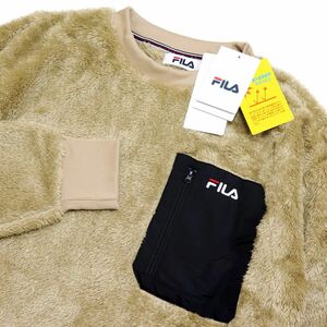 ★フィラ FILA 新品 メンズ UVカット 保温 モコモコ シャギー クルーネック シャツ トレーナー Mサイズ [441320-BE-M] 一 三 壱★QWER