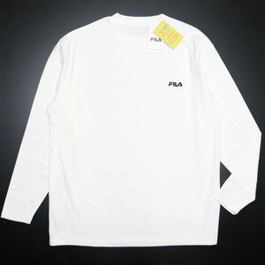 ★フィラ FILA 新品 メンズ UVカット 保温 両面起毛 フリース クルーネック Tシャツ ロンT 白 XLサイズ [443362-WT-LL] 一 三 参★QWER