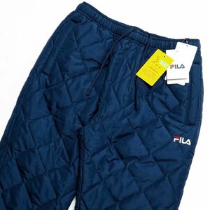 ★フィラ FILA 新品 メンズ UVカット 中綿 保温 防寒 快適 トレーニング ロング パンツ 紺 XLサイズ [443334-NV-LL] 一 四 参★QWER★