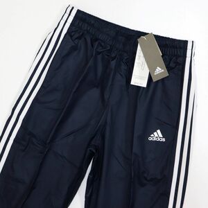 ★アディダス ADIDAS 新品 メンズ 防風性 撥水性 裏起毛トリコット 3ストライプス ウインドパンツ 紺 M[GE0429-M] 四 壱★QWER