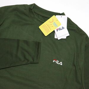 ★フィラ FILA 新品 メンズ UVカット 保温 両面起毛 フリース クルーネック Tシャツ ロンT XLサイズ [443362-KH-LL] 一 三 参★QWER