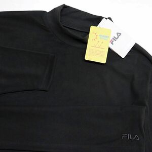 ★フィラ FILA 新品 メンズ UVカット 保温 両面起毛 フリース モックネック Tシャツ ロンT 黒 Lサイズ [443363-BK-L] 一 三 弐★QWER