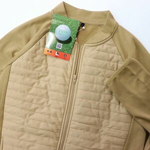 ★ウーム ゴルフ UUUM GOLF 新品 メンズ UVCUT ストレッチ 暖かい 裏フリース 中綿 ジャケット Lサイズ[TMKIT2C35-BEG-L]一 二 弐★QWER■