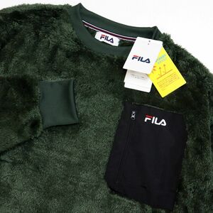 ★フィラ FILA 新品 メンズ UVカット 保温 モコモコ シャギー クルーネック シャツ トレーナー Lサイズ [441320-KH-L] 一 三 弐★QWER