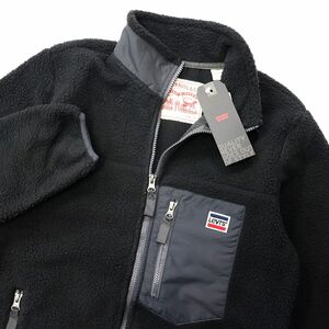 ★リーバイス LEVIS 秋冬 新品 メンズ 保温 防寒 厚手 モコモコ フリース ボア ジャケット ブルゾン 黒 M [16949-0001-JM] 二 壱★QWER■