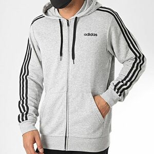 ★アディダス adidas メンズ M CORE 3ストライプス フルジップーパーカー 裏毛 スウェットパーカー 灰 L サイズ[DU0473-L] 二 弐★QWER★