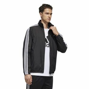 ★アディダス ADIDAS 新品 メンズ 防風性 撥水性 裏起毛トリコット 3ストライプス ウインドジャケット 黒 XXL[GE0406-XO] 二 零★QWER