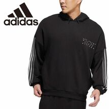 ★アディダス adidas 新品 メンズ カジュアル スリーストライプス スウェット パーカー ジャケット 黒 Mサイズ [HM2675-M] 二 壱★QWER★_画像1