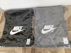 小物タオハン】未使用 ナイキ NIKE シューズ 保存袋 セット 内袋 布袋 巾着袋 収納袋 モノトーン 黒 グレー 31×41cm 部活 学生 ジムサック